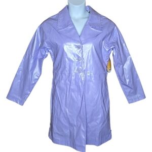 NEW Vintage Girl Star lilac purple vinyl raindrop rain jacket coat M